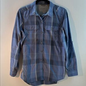 Eddie Bauer Navy Checkered Long Sleeve Shirt